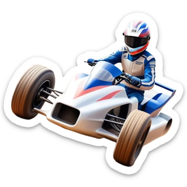 A high-speed racing car or motorcycle zooming down a track, leaving a trail of dust and excitement. The scene conveys energy and adrenaline, with blurred motion showing the speed and precision of motorsport, set against a dynamic racing track backdrop. sticker