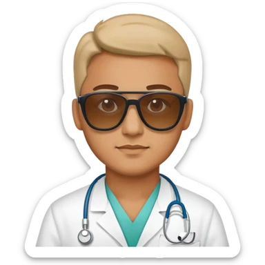 Man in sunglasses medic wear sticker