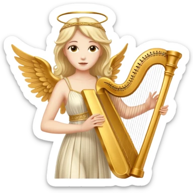Muse of inspiration with wings and a harp in her hand sticker