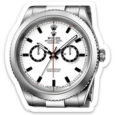 Rolex white and black watch with good details, showing the full watch sticker