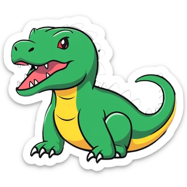 A fierce komodo dragon with detailed scales and flicking tongue sticker