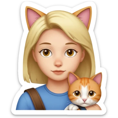 person with cat on their shoulder sticker