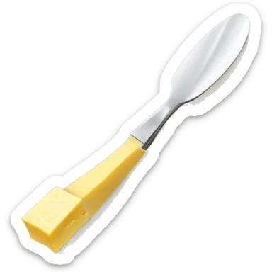 A curl of margarine on the tip of a butter knife sticker