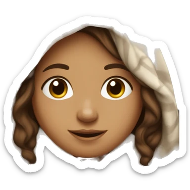 smiling brown haired lightskin girl with a cup in blanket sticker