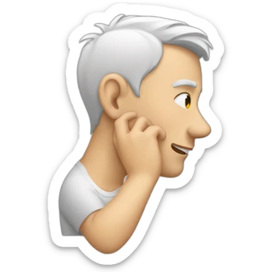 white man touch his ear sticker