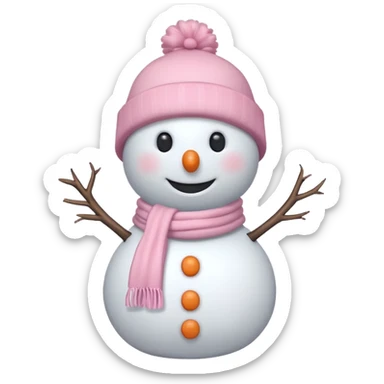cute white and light pink snowman  sticker