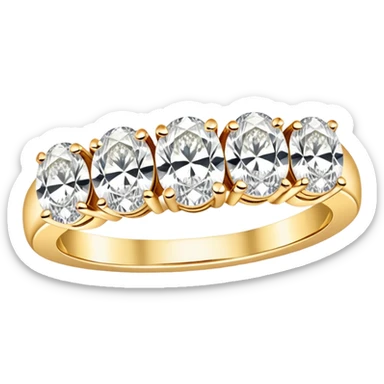 Gold Engagement ring with five oval diamonds same size sticker