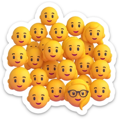 a group of young people, 3d emoji style sticker