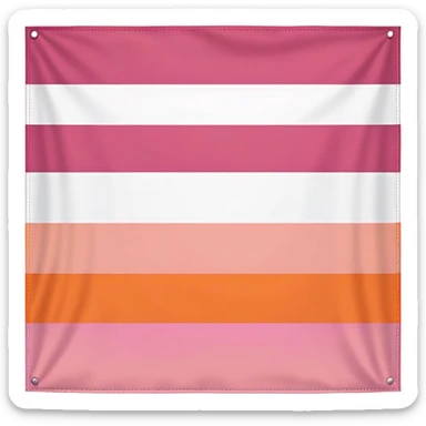 Emoji pride flag with 7 horizontal stripes: dark orange, orange, light orange, white, pink, dusty pink, and dark rose. sticker