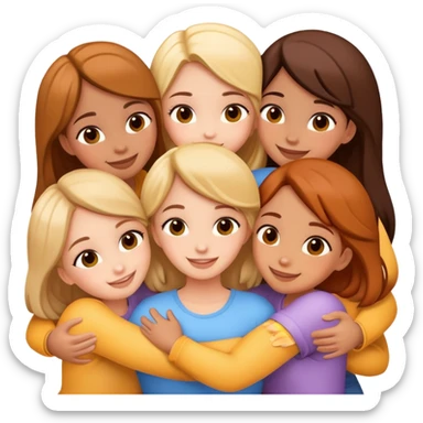 Five happy girls huggings  sticker