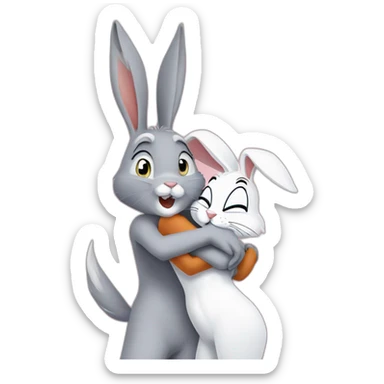 Lola Bunny and Bugs Bunny hug sticker