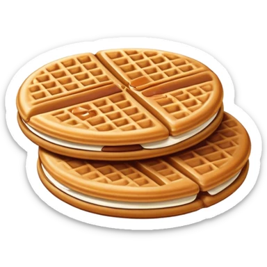 Stroopwafel Cinematic Realistic Stroopwafel Dessert Emoji, depicted as a single, flat, delicate caramel-filled waffle cookie rendered with crisp textures and warm, inviting lighting. sticker