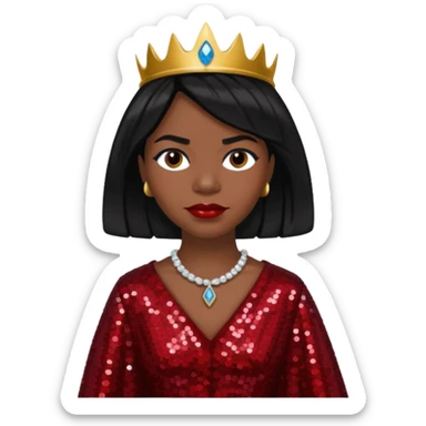 Marian Anderson with black hair, dark red sequin outfit sticker