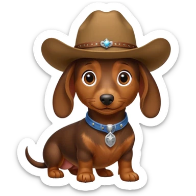 dachshund emoji with cowboys hat sticker