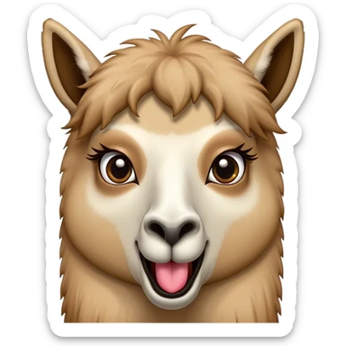 a llama with a omg face, wide eyes open , long tongue sticking out sticker
