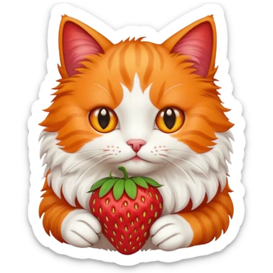 cat strawberry sticker