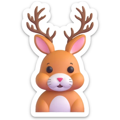 rabbit with deer antlers sticker