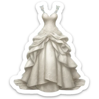Hyper Realistic ornate 
Whimsical Wedding dress displays sticker