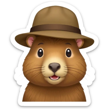 Capibara with a hat sticker