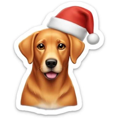 A fox red labrador who wears a christmas cap sticker