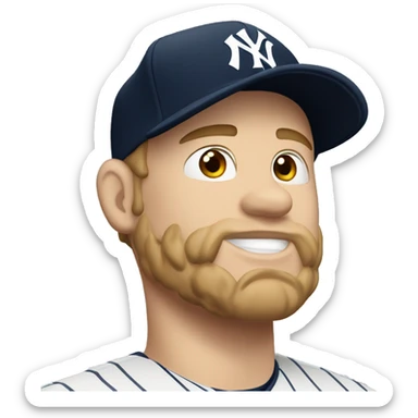 White man chubby wears cap and jersey of New York Yankees  sticker