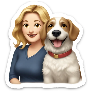 Drew Barrymore With Her Dog Douglas  sticker