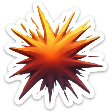 A cartoon-styled representation of a collision. Depicted as a star-like, red-and-orange-and-yellow fiery burst, generally with one point extending to the bottom right. sticker