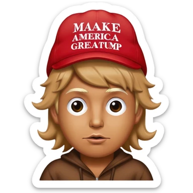 Blob of poop brown with red make America great hat, and Donald Trump’s hair sticker