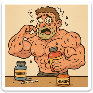  bodybuilder che fa dosaggi a caso, e quindi sta male sticker