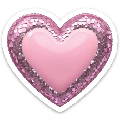 pink heart with silver sequins  sticker