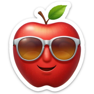 apple style emoji for summer season, sunny beach, sea, sunglasses sticker