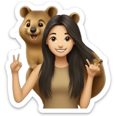 a-happy-quokka-with-happy-girl-who-is-black-long-hair sticker