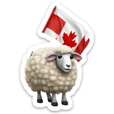 Sheep waving a Canadian flag sticker