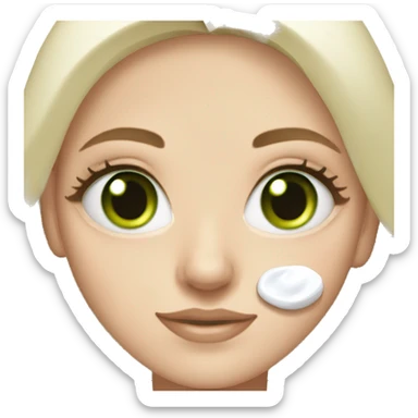 White girl green eyes applying face cream  sticker