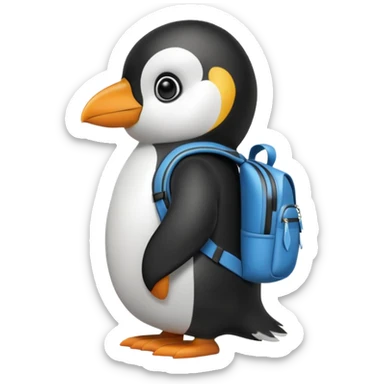 penguin with backpack sticker
