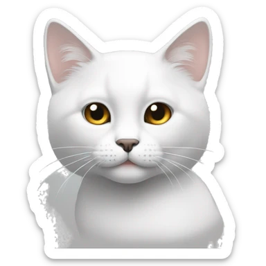 Gato blanco y en la cabesa una mancha color negro sticker
