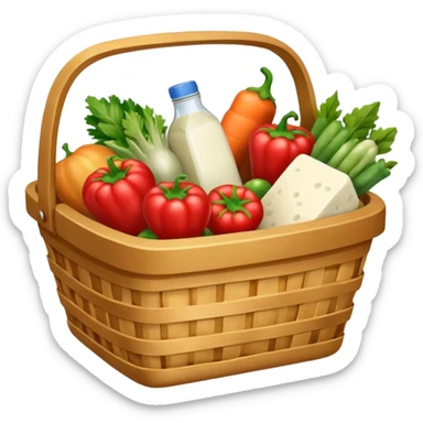 generate an image for groccary products basket ixcluding vegetables, fruits & dairy products sticker