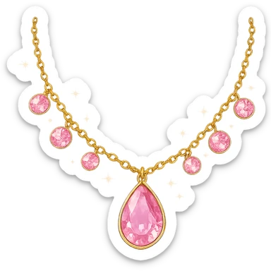 girly sparkling necklace, pink, no background sticker