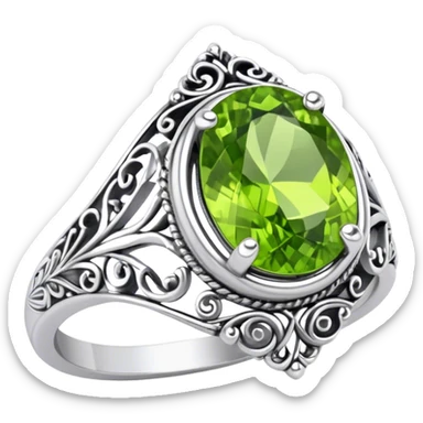 Peridot birthstone silver ring sticker