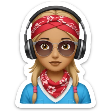girl with shades, headphones and bandana sticker