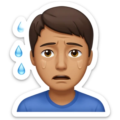 White tan, brunette,man crying profusely sticker