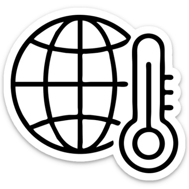 globe with a thermometer sticker