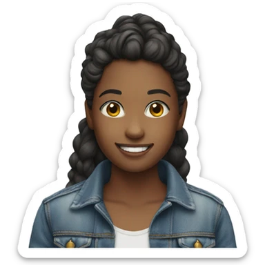 smiling girl in denim outfit sticker