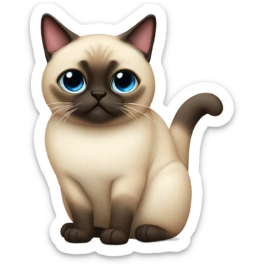 Fat siamese cat with heart eyes sticker