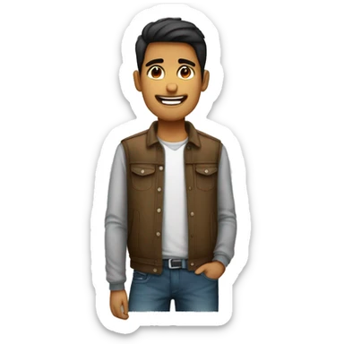 Hombre moreno joven con ropa informal con varias posturas sticker