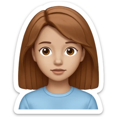 GloomyKassie with brown medium hair, light blue outfit, light skin sticker