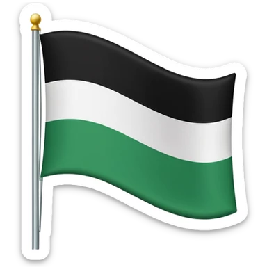 A flag that is made of three horizontal bars. The top bar is black, the middle bar is green, and the bottom bar is white. There is black text that reads “ЦГР” sticker