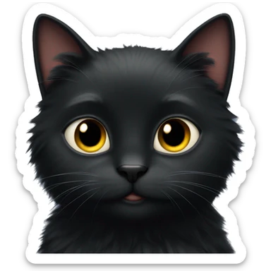 Really fluffy black cat sticker