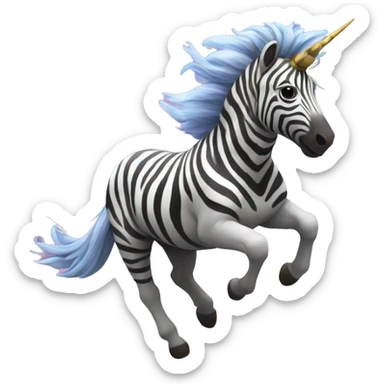 Zebra unicorn galloping through a nebula sticker