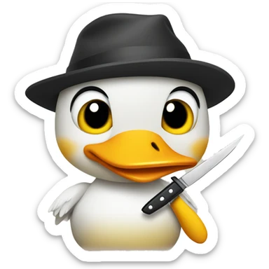 Cute Duck with knife sticker